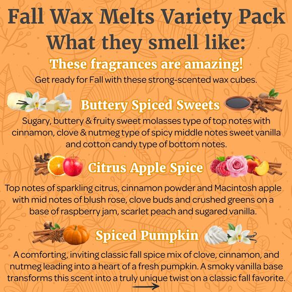 5 Pack - Caramel Apple Cinnamon Pumpkin Spice Vanilla Marshmallow Fall Wax Melts - Picture 4 of 15